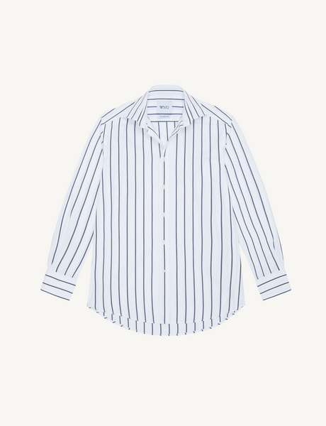 WNU Midnight Blue Stripe Poplin Boyfriend Shirt | With Nothing Underneath