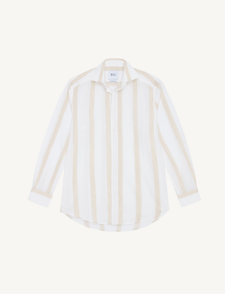 WNU Weave Cream Stripe Cotton & Linen Shirt | With Nothing Underneath