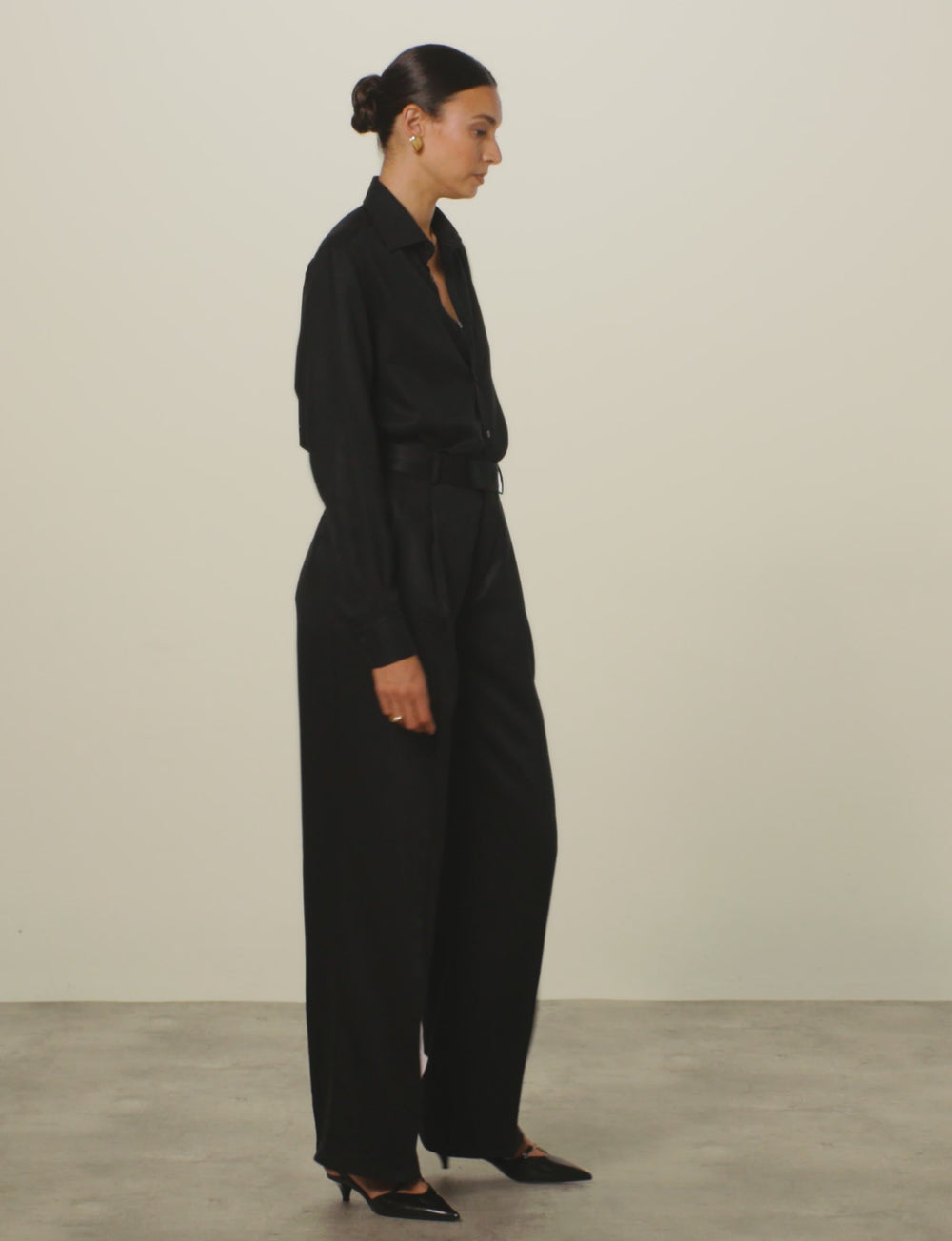 Rampling Trouser: Tencel Satin, Black