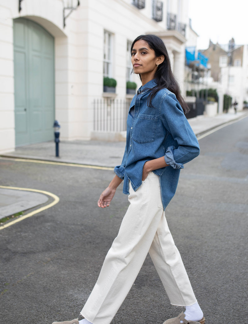 10 White Denim Outfits for Spring and Summer - the gray details