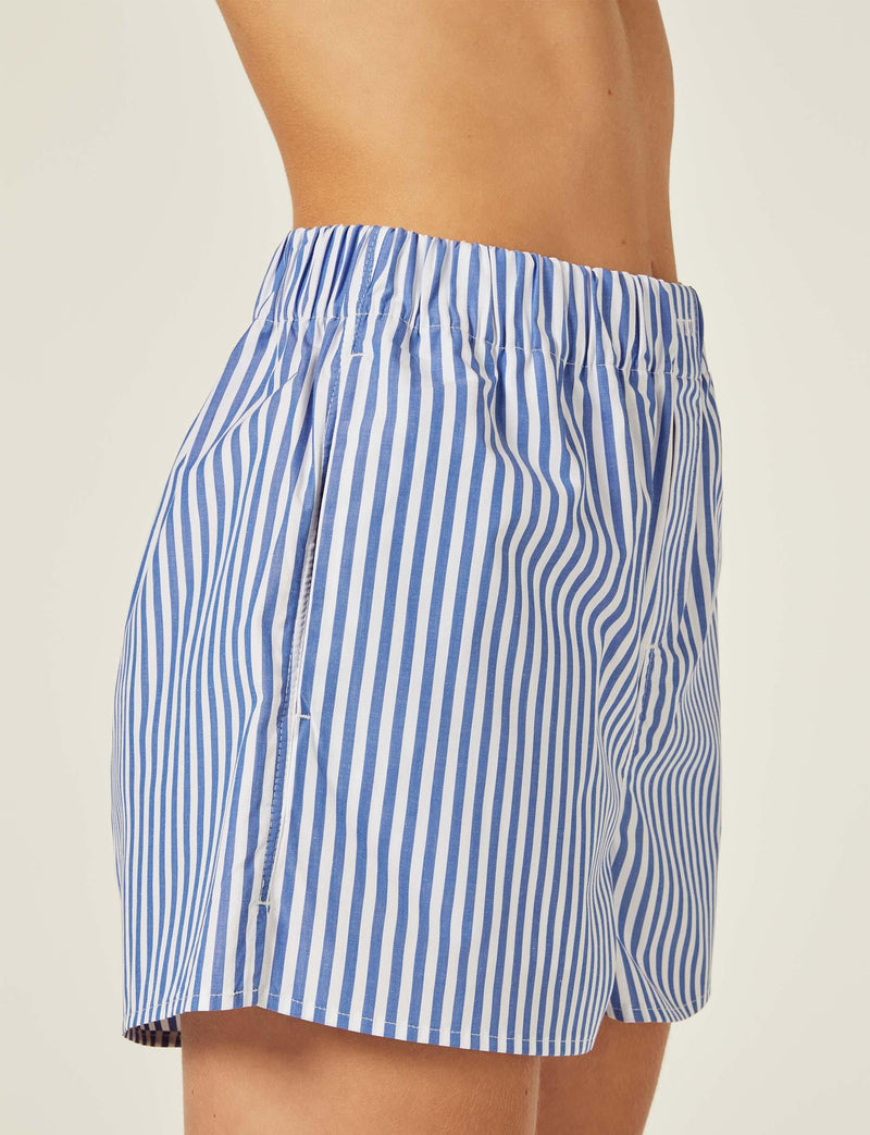 The Boxer: Poplin, Royal Blue Stripe – With Nothing Underneath